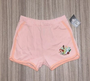 New Disney Girls Shorts Size 11/12 Ariel Tiana Cinderella Sweat Shorts Pockets - Picture 1 of 7