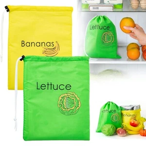 Banana & Lettuce Bag Washable Stay Fresh Bags Drawstring Design Storage Bag - Picture 1 of 14