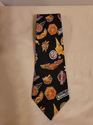 Corbata Harley Davidson Nicole Miller de colección motocicleta 100 % cerdo de seda Foto 1 de 3