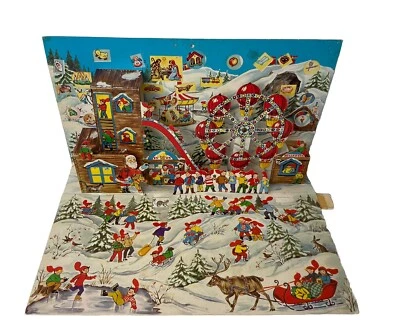 Christmas 3D Carnival Advent Folding Calendar Kunstforlag Denmark 1950's JCO - Image 1 of 4