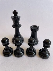 Plastic staunton chess pieces Tournament Whitman Style Black King Knight Pawn - Picture 1 of 2