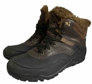 Merrell Aurora Ice Waterproof Boots Wmn Sz 8 Espresso Faux Fur J37218 Vibram - Picture 1 of 17