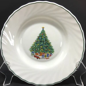 House of Salem Porcelle Noel FOUR Rimmed Soup Bowls 9" France Christmas Tree - Picture 1 of 5