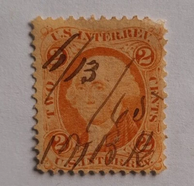 N13: United States (USA) Revenue: 1862-72, 2c. Inter Rev. with Pen Canc. Nice! - Image 1 of 4