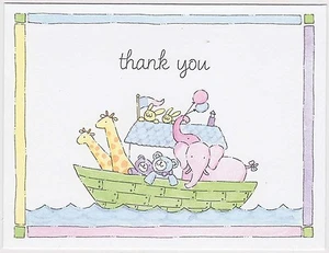 NOAH'S ARK THANK YOU CARDS Party Notes 1st Birthday Baby Shower Child Cute NEW - Picture 1 of 1
