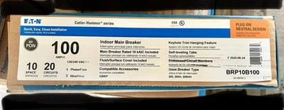 Eaton BRP10B100 Indoor Main Breaker Panel 100A 10S/20C New - Image 1 of 3