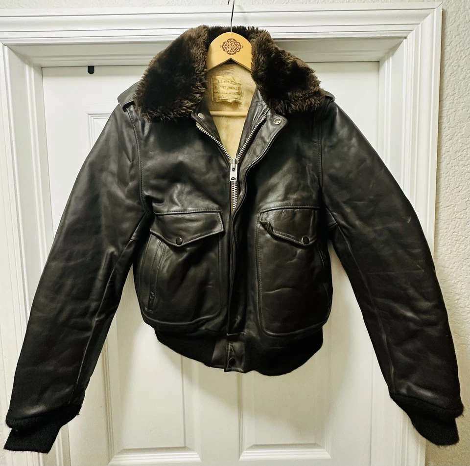 GENUINE VINTAGE 70s SCHOTT IS 674 MS LEATHER FLIGHT JACKET BROWN SIZE 40 (M-L) - Image 1 of 4