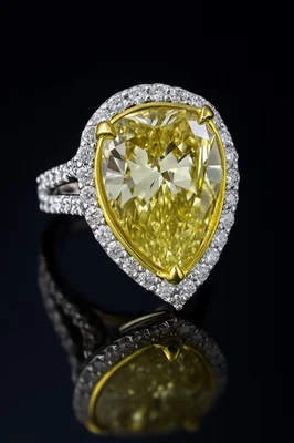 9Ct Natural Yellow Sapphire & Diamond Solid 14k White Gold Ring For Woman Gift - Image 1 of 4