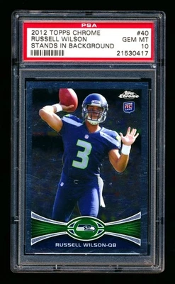Topps 2012 cromo Russell Wilson RC soportes en fondo Seahawks novato ¡PSA 10! Foto 1 de 2