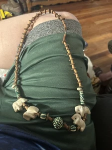 Painted Wood Elephant Necklace - Picture 1 of 1