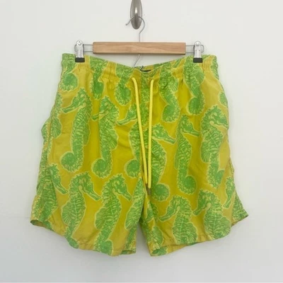 Vilebrequin Green and Yellow Seahorse Swim Shorts Board Shorts Trunks Mens Sz XL - Image 1 of 4