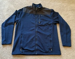 Orvis Jacket Mens Large Navy Blue Gray Full Zip Fleece Lined Softshell Outdoor - Picture 1 of 15