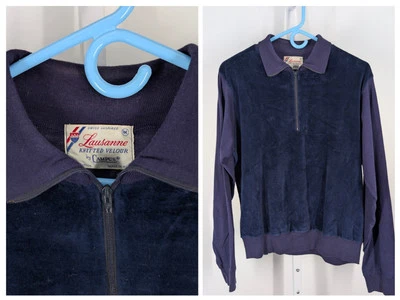 Camisa Campus Vintage Anos 60 Veludo Malha Italiana LS Painel Zíper Mod Rockabilly EUA M - Imagem 1 de 4