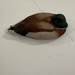 Wood Carved Mallard Drake Duck AG Evans 1984 #424 *Minor Damage* - Picture 1 of 11