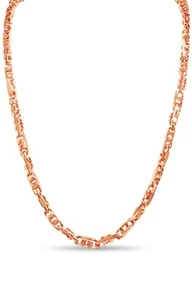 18k Solid Rose Gold Handmade 6mm Anchor Mariner Link Necklace, 28" - Picture 1 of 3