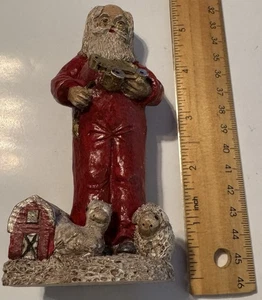 Figura de Papá Noel, resina 5” Santa Farmer, pintada a mano, años 90, en muy buen estado  - Imagen 1 de 5