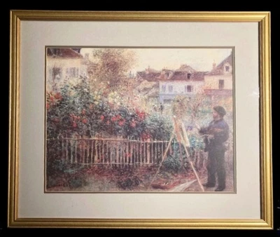 Pintura de Renoir Monet en su jardín impresión enmarcada marco dorado mate impresionista Foto 1 de 4
