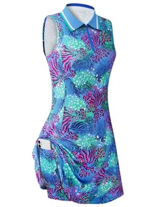 Womens Workout Athletic Exercise Tennis Golf Dresses with Shorts Pocket, Summ... - Picture 1 of 6