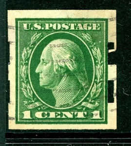 USA 1912 Washington 1¢ Green Schermack Type III Perfs SL Wmk Sc# 408 VFU N119 - Picture 1 of 6