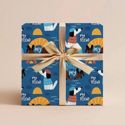 Dogs Wrapping Paper, Animal Gift Wrap for Kids Birthday or Party Gift Roll - Image 1 of 4