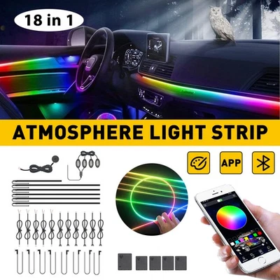 18 in 1 Car Atmosphere Interior LED RGB Acrylic Guide Fiber Optic Ambient Light - Image 1 of 4