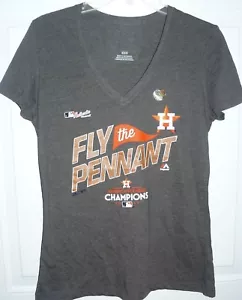 NEW Women's Houston Astros 2017 Champions Fly the Pennant V Neck T-Shirt LARGE - Picture 1 of 1