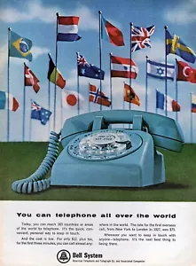 1965 Bell Rotary Telephone Aqua Blue "All Over the World" Original Print Ad - Picture 1 of 1