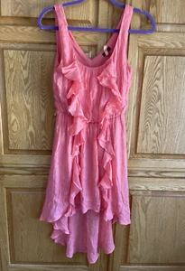 LILY ROSE Women's Coral Sleeveless Ruffles Midi Summer Lined Dress Size S - Picture 1 of 7