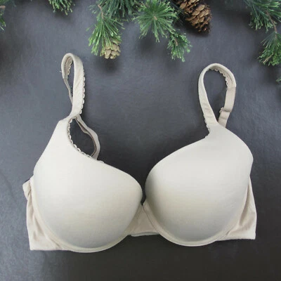 Sutiã Victoria Secret 32DD marrom acolchoado sem fio fecho ajustável atrás - Imagem 1 de 4