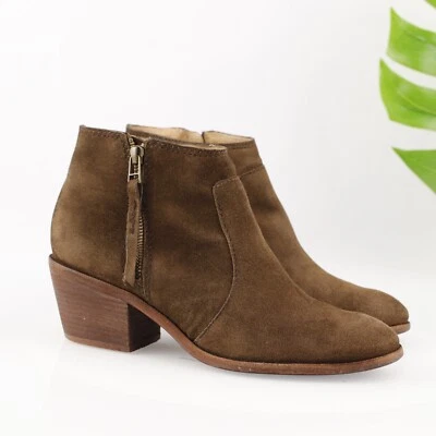 Bota Janice Madewell para mujer talla 8,5 botín de gamuza oliva más oscuro con tacón ancho Foto 1 de 4