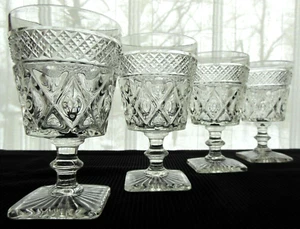 Imperial Glass 4 Clear Cape Cod Wafer Stem 8 ounce Water Goblets - Picture 1 of 9