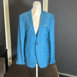 Men’s Blue Slim Fit Suit Jacket Blazer One Button Notched Lapel Size 30 NEW - Picture 1 of 10