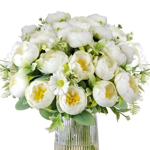 4 Bundles Peonies Artificial Flowers Fake Silk Peony Bouquet Faux Floral Arra... - Picture 1 of 6