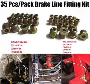 35 x Brake Line Fittings Assortment Kits For 3/16" And 1/4" Inverted Flares Tube - Picture 1 of 16