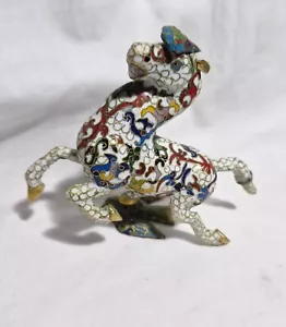 19th C Chinese White Cloisonne Horse Figurine H12cm *W14cm W187g - Picture 1 of 7