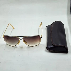 Vintage 80s Laura Biagiotti Sunglasses Gold T-30 with Case Magnification Lenses - Picture 1 of 4