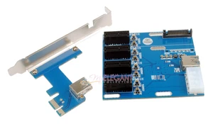 PCI-E 1X Expansion Kit 1 to 4 Ports Switch Multiplier Hub Riser Card + USB Cable - Picture 1 of 5