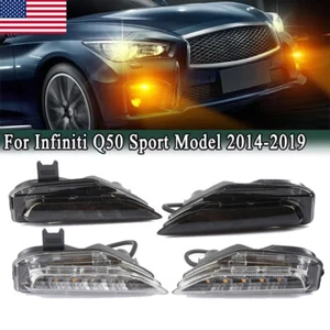 For Infiniti Q50 Sport 2014-2020 Front Bumper Lower Turn Signal Fog Light 2PCS - Picture 1 of 21