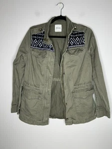 Mudd Green Black Military Full Zip Jacket Embroidery Size Medium - Picture 1 of 10