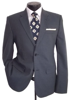 Marc, Marc Jacobs Gray Blue Striped 2 Buttons Cotton & Wool Jacket, Coat-M - Image 1 of 4