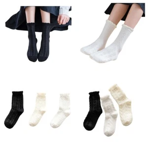 3 Paar weiche Netzsocken für Frauen Mädchen aus Baumwolle mit Blumenmuster gestreift Herz Schulsocken - Bild 1 von 20