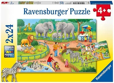 RAVENSBURGER - Puzzle 2x24 pezzi Un giorno allo zoo -  - RAV078134 - Immagine 1 di 3