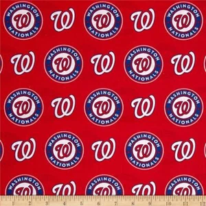 TELA 100% ALGODÓN CON IMPRESIÓN ROJA WASHINGTON NATIONALS MLB POR 1/2 YARDA - Imagen 1 de 1