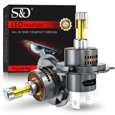 2Pcs 4-sides 25000LM H4 9003 LED Headlight High/Low Beams 6500K Bulbs Moto Lamp - Image 1 of 4