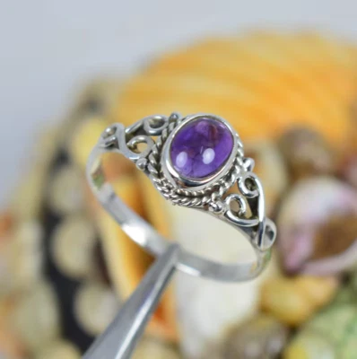 Natural Purple Amethyst 925 Sterling Silver Ring- Amethyst Designer Ring  SB-81 - Image 1 of 4