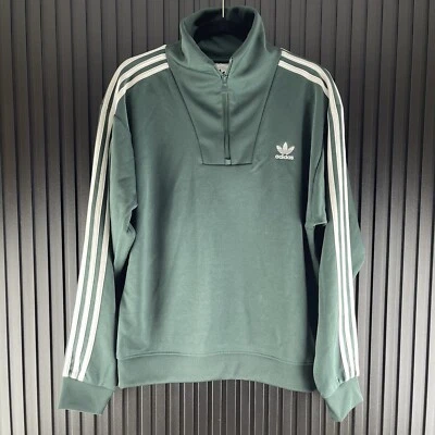 Camiseta deportiva Adidas Adicolor talla pequeña para hombre verde mineral cuello embudo Foto 1 de 4