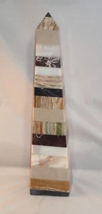 Polierter vierseitiger gestapelter Stein Obelisk Turm Skulptur Kunst - 17" Höhe x 4" Länge x 4" Breite - Bild 1 von 24