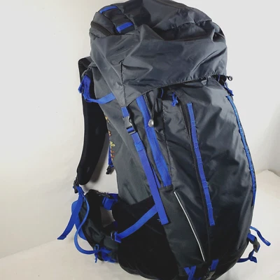 Ozark Trail 65 Liter Adult Large Hiking Backpack with Rainfly Black Blue TB3701 - Image 1 of 4