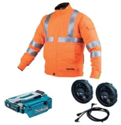 Jaqueta ventilador de refrigeração Makita FJ214DZO com ventilador, conjunto de suporte de bateria S~4L 14.4/18V - Imagem 1 de 4