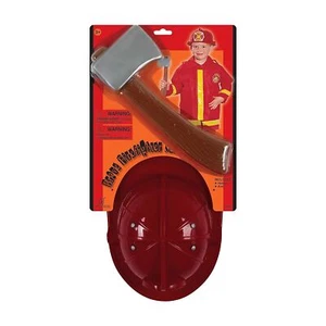 Brave Firefighter Helmet with Axe Pretend Dress-up Fireman Hero Play Set - Picture 1 of 4